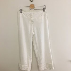 White Linen Wide Leg Crop Pants by WHBM